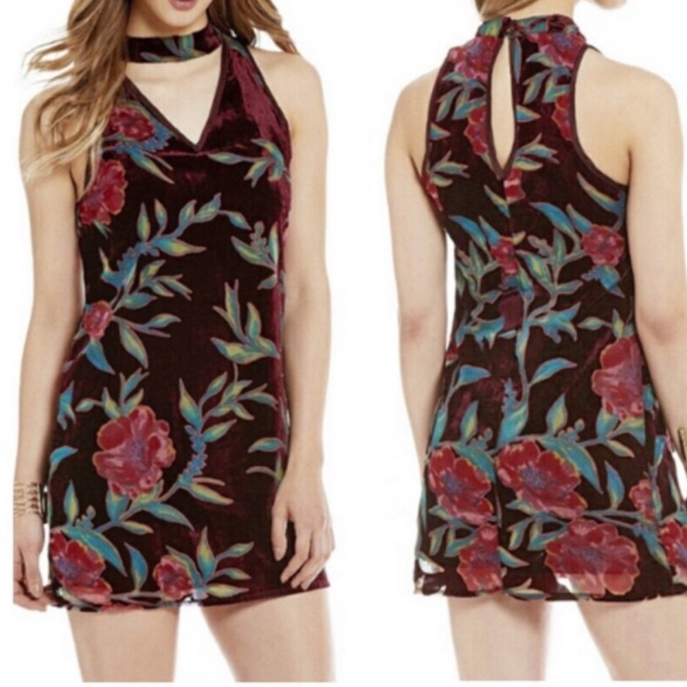 MWT floral velvet dress w/ choker